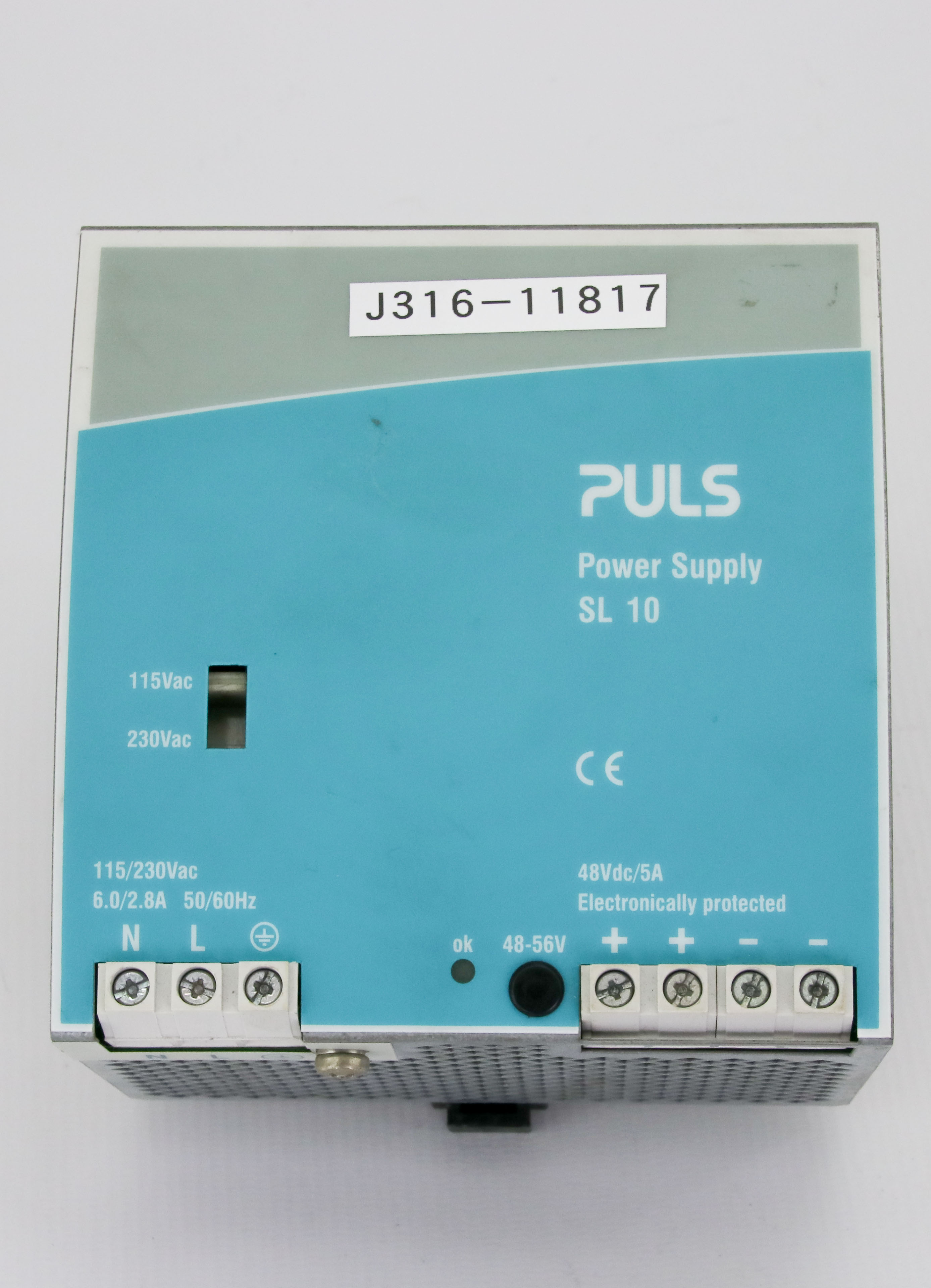 11817 PULS DIN-RAIL POWER SUPPLY FOR 1-PHASE SYSTEMS, 115/230 VAC